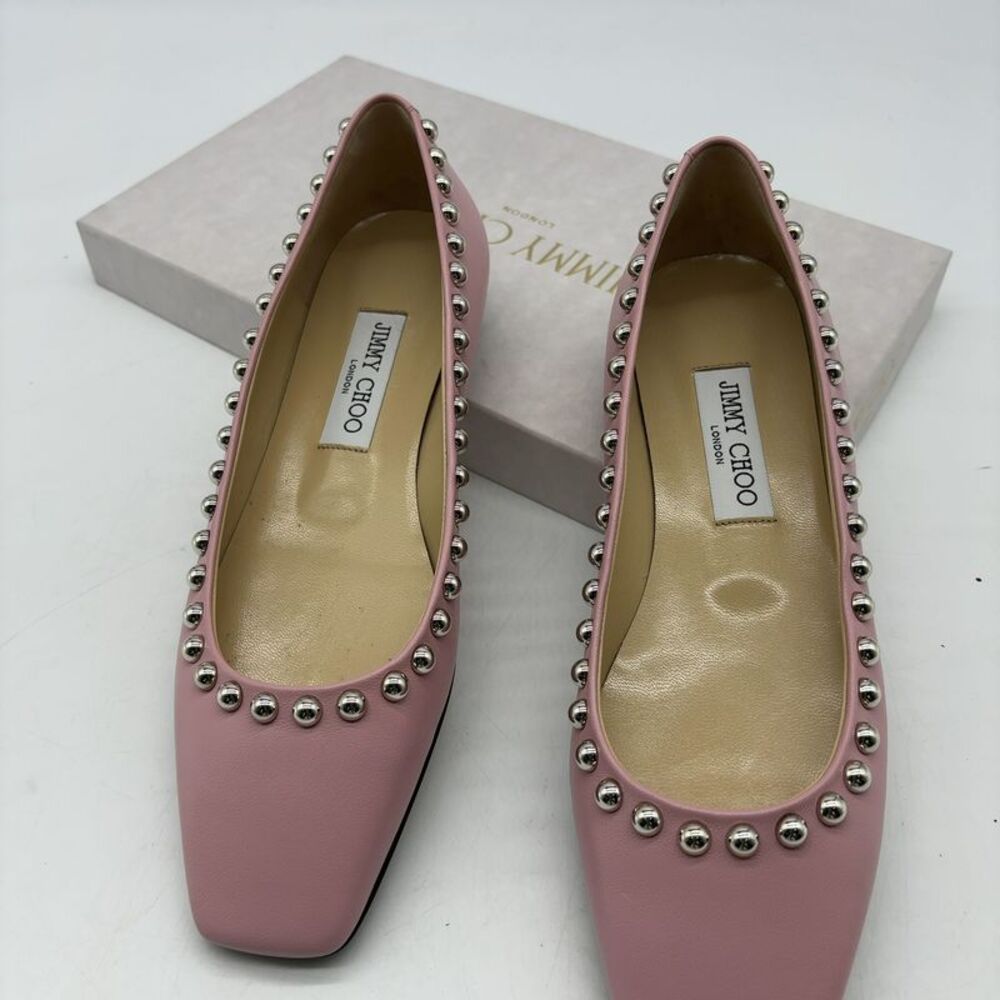 Jimmy Choo Pink Studded Flats